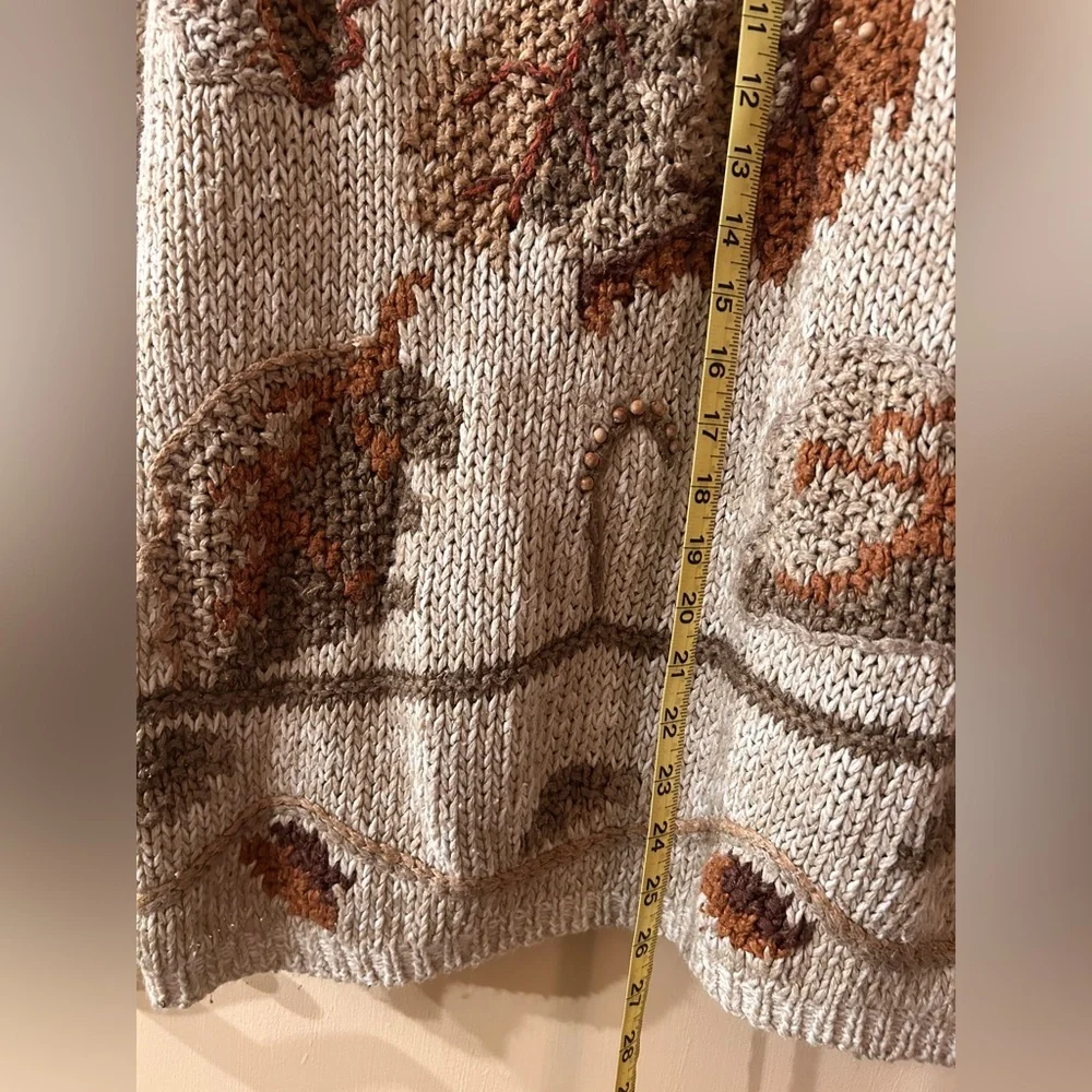 vintage fall/ autumn leaf oversized chunky knit sweater - Picture 5 of 6